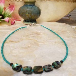 Beautiful Natural Abalone Shell Choker Necklace